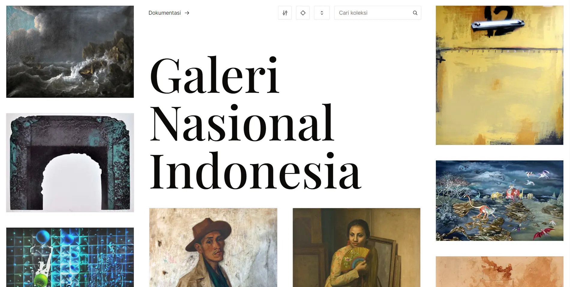 Landing page of Galeri Nasional Indonesia API